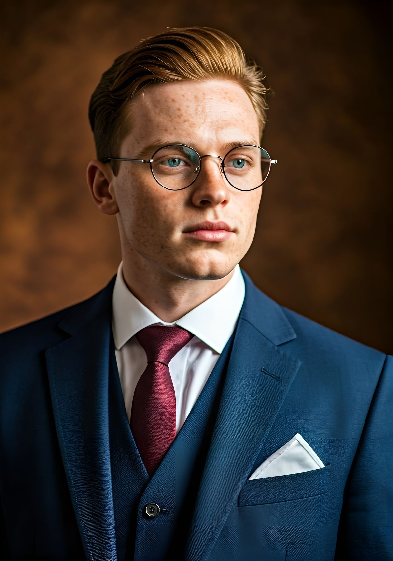 Portrait of Strawberry-Blond Man in Vintage Suit