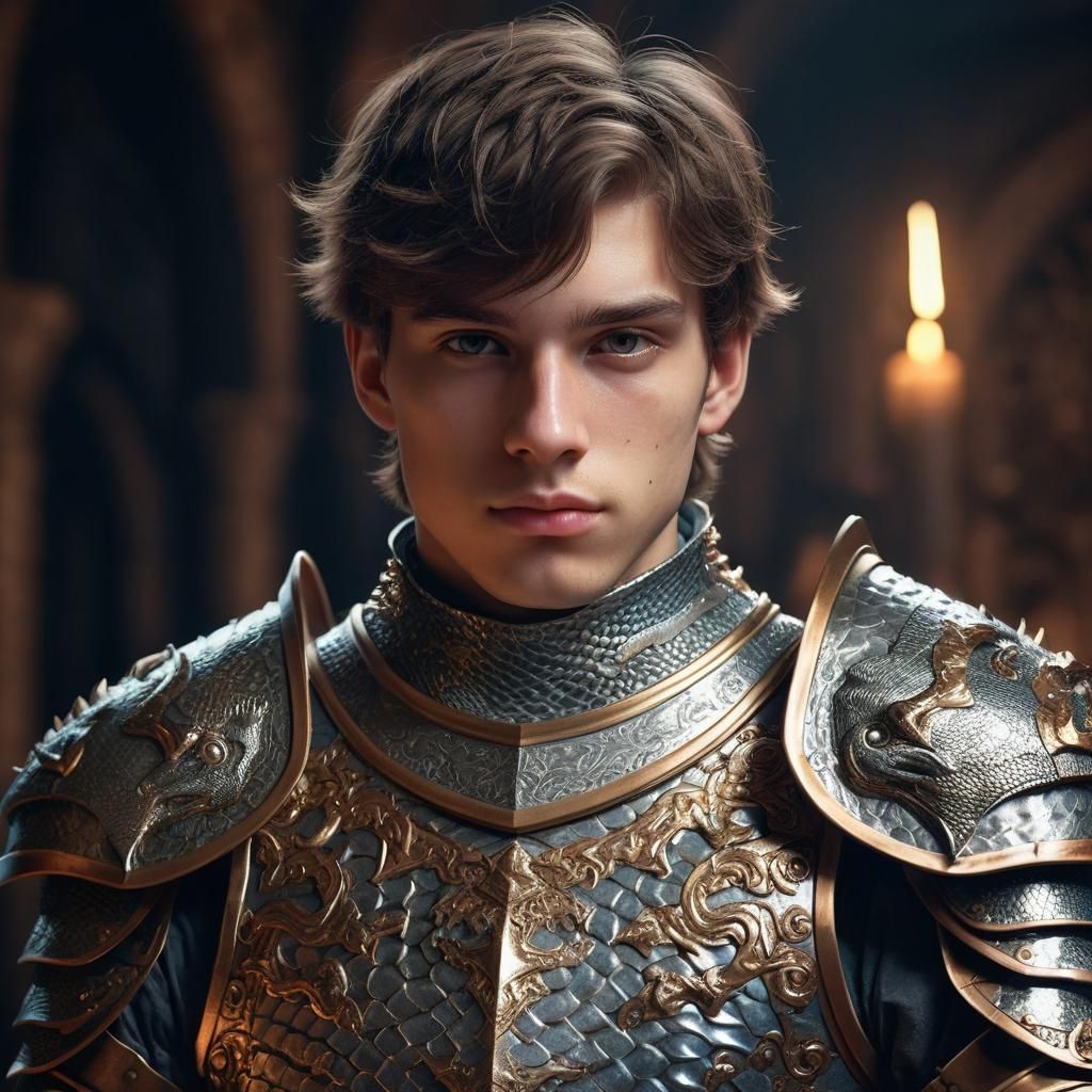 Anime Knight in Reptilian Armor, Fantasy Battle