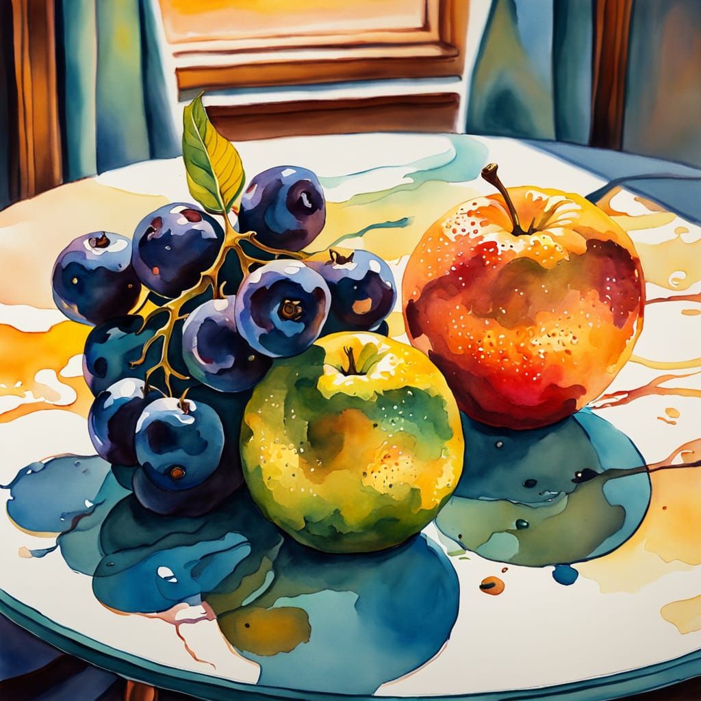 Surreal Watercolor Still Life with Fauvist Expressionism