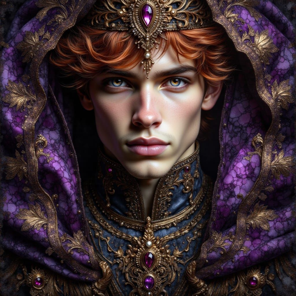 Handsome Young Man in Ornate Fantasy Garb