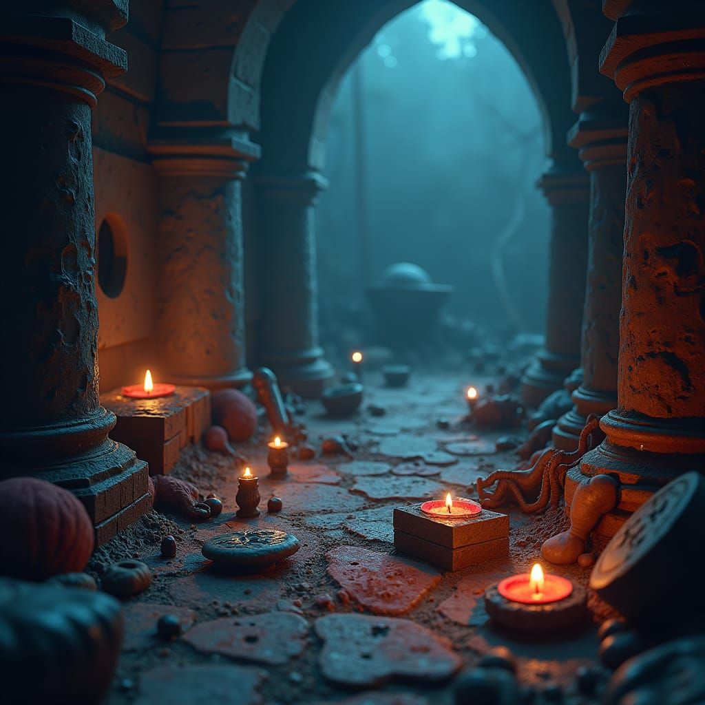 Cursed Objects in Mystical Realm: Digital Matte Painting