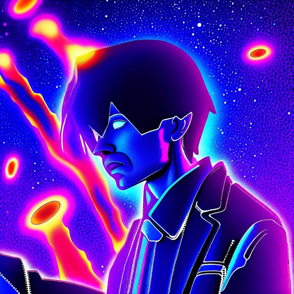 Cosmic Giant Devouring Galaxies in Surreal Fantasy Art