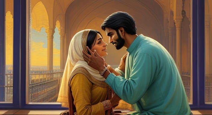 Couple in Harmonious Moment, Impressionist Style