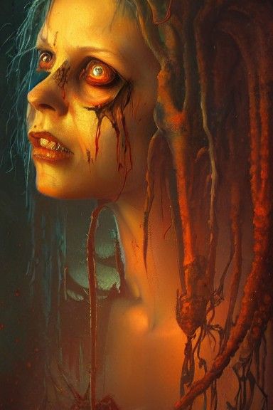 Hyperrealistic Portrait of a Living Dead Girl