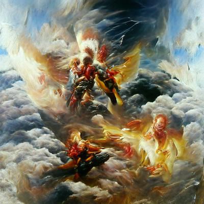 Apocalyptic Firestorm in Heaven: Oil Painting