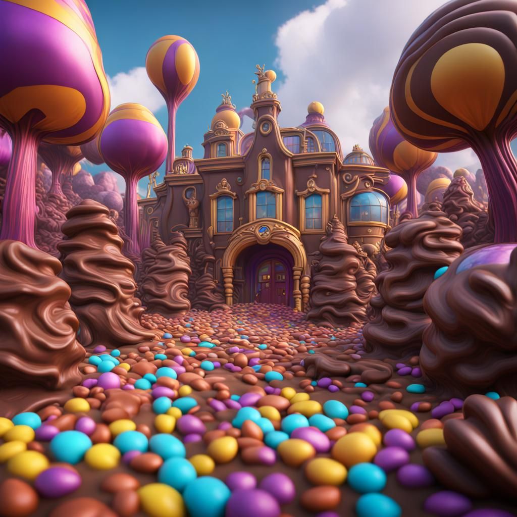 Willy Wonka's Chocolate Land: Detailed Matte Painting