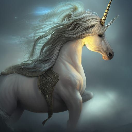 Christmas Unicorn Portrait in Detailed Matte Style