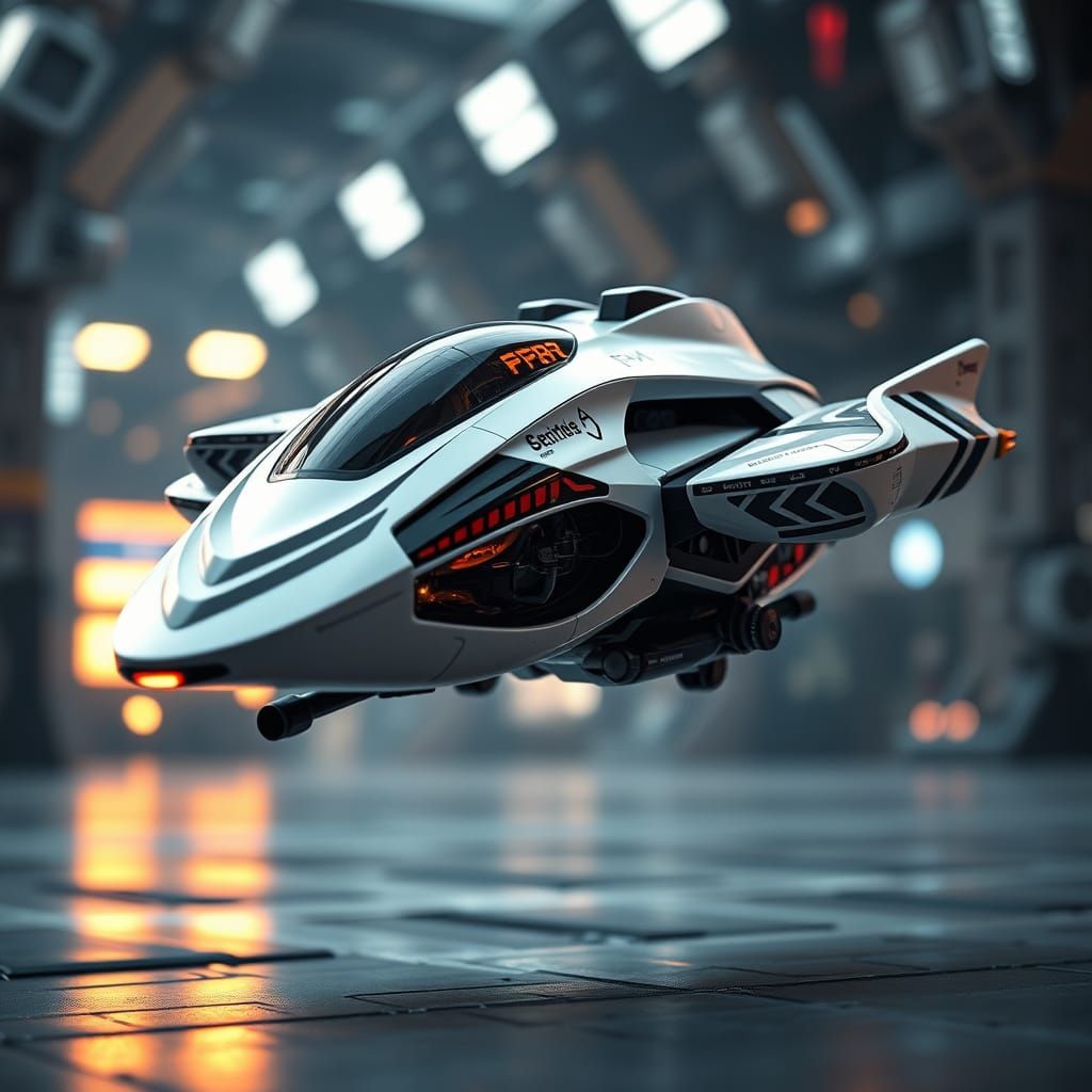 Futuristic Matte White Cyber-Flyer in Cinematic Style