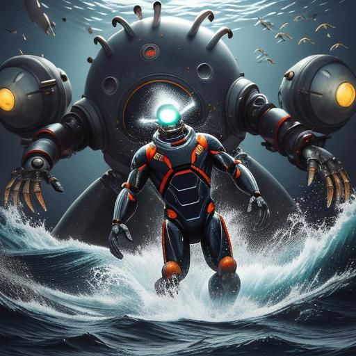 Surreal Undersea Adventure with Diving Suit