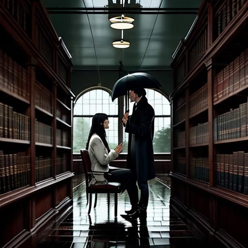 One rainy afternoon, Tommy saw Lily sitting alone in the library. Gathering his courage, he walked over. "Do you mind if...