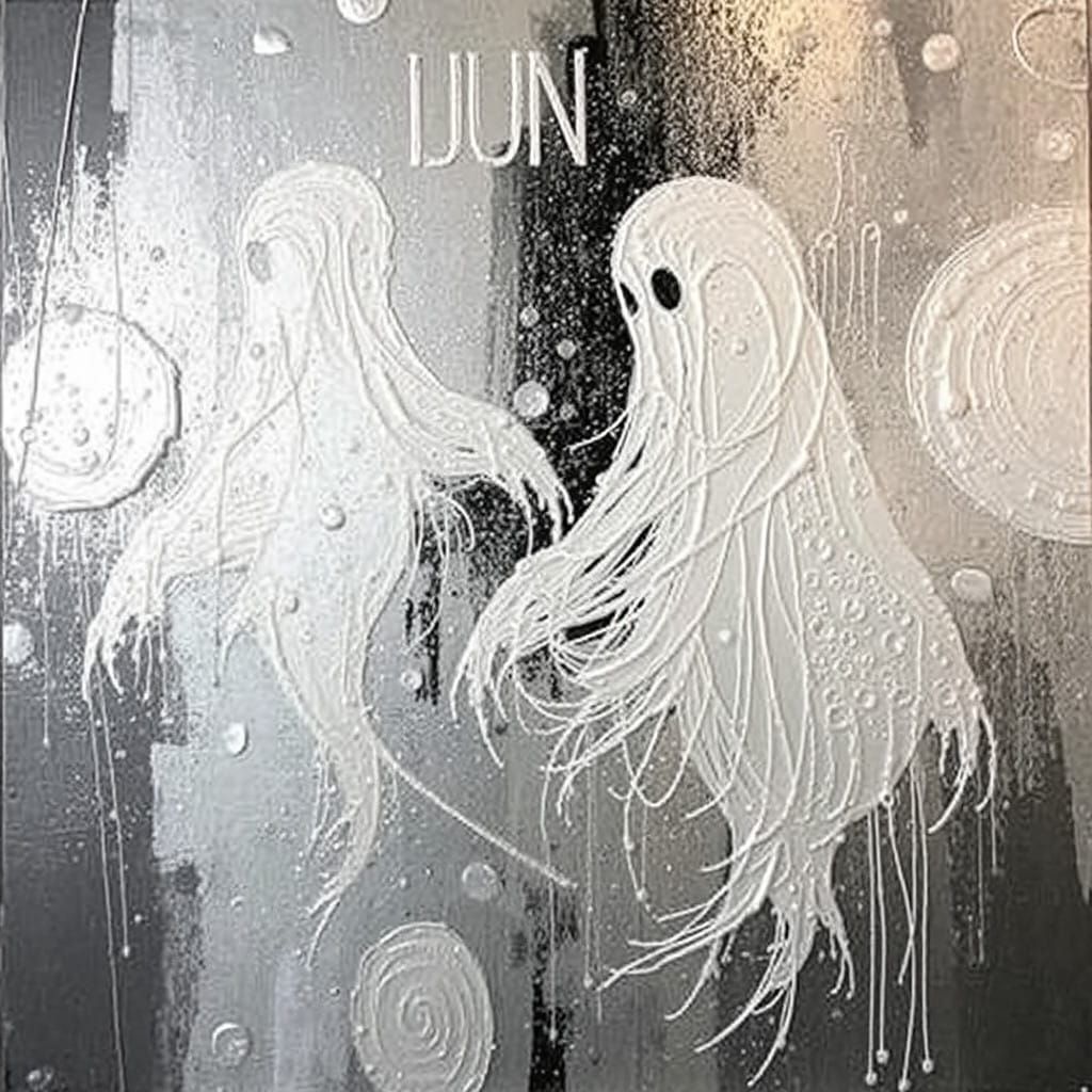 Semi-Abstract Acrylic and Mixed-Media Masterpiece with Iride...