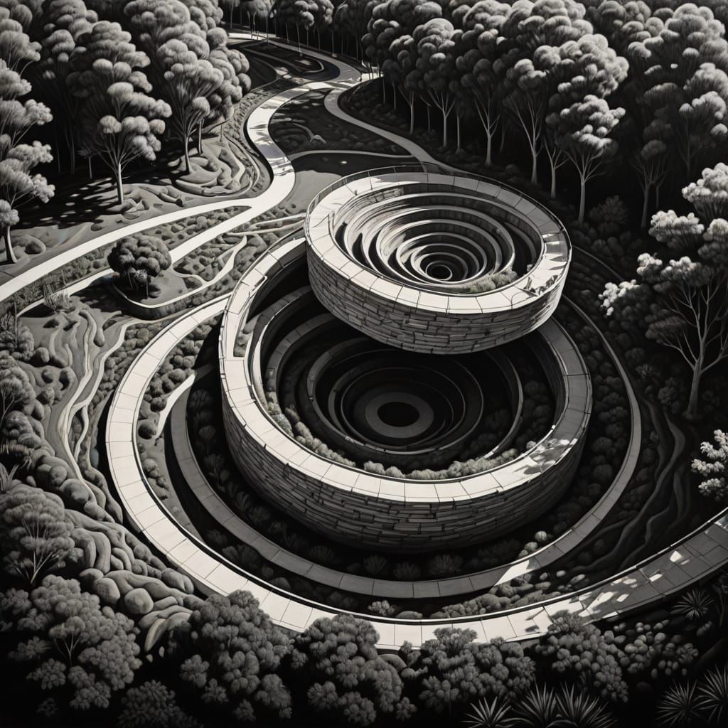 Surrealistic Australian Landmark in Charcoal Drawing