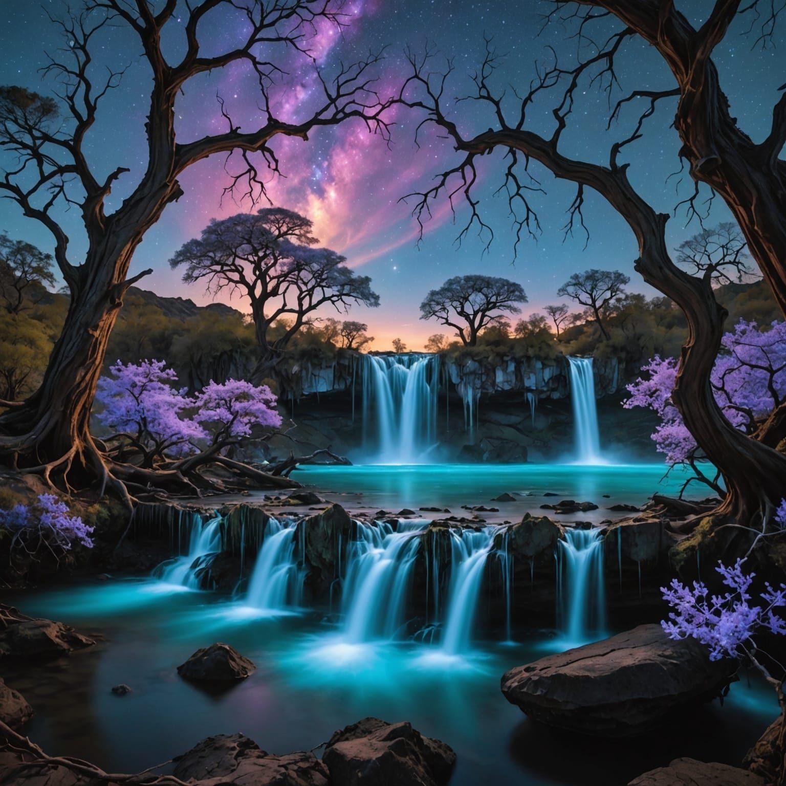 Bioluminescent Waterfalls and Floating Islands in 3D