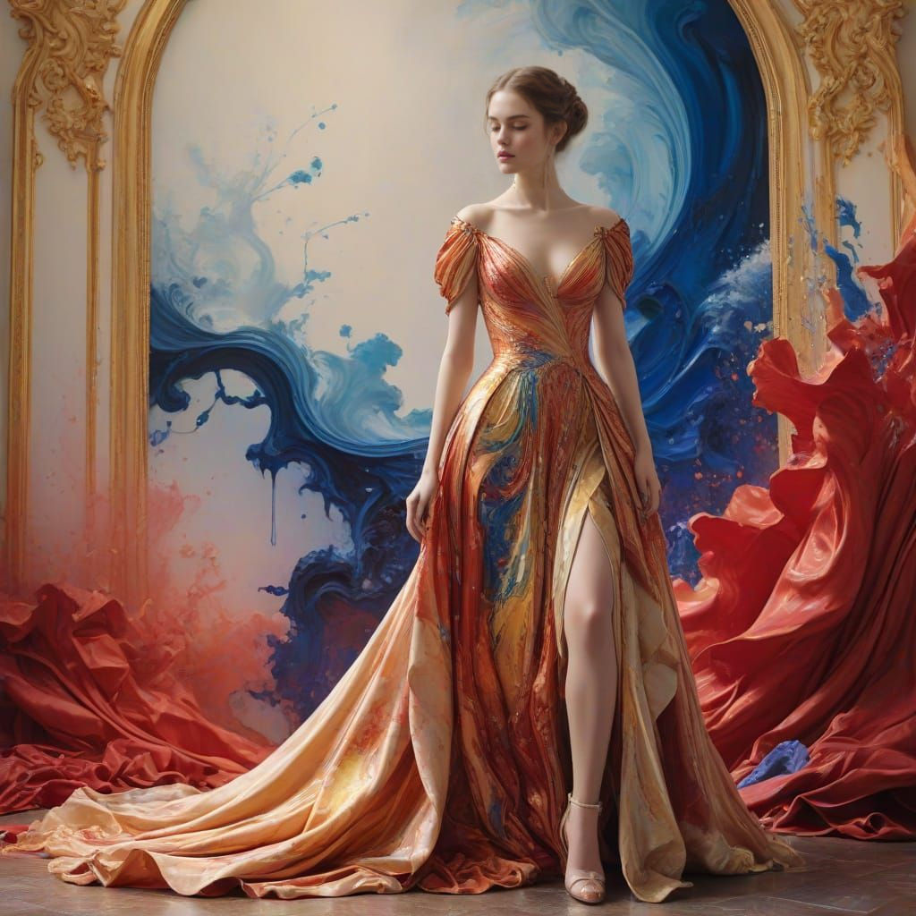 A breathtaking regal evening gown,