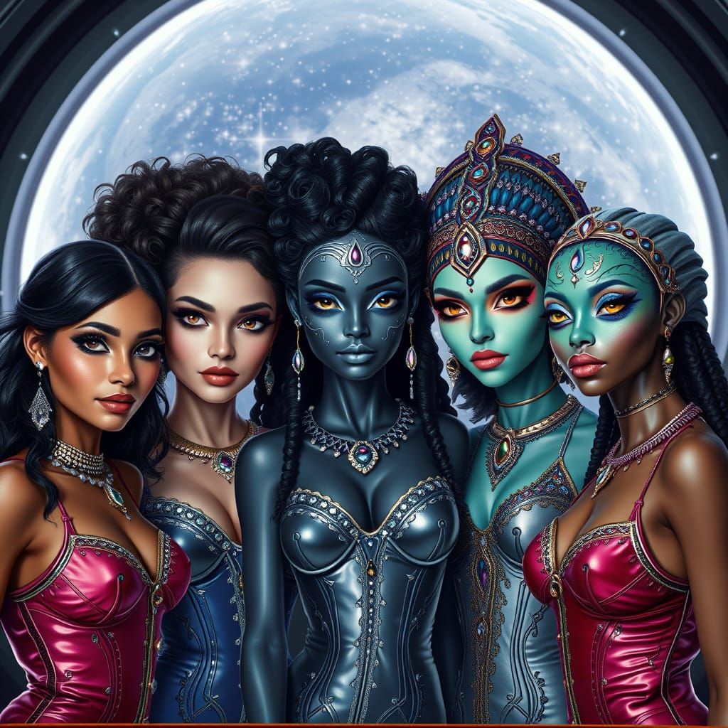 Futuristic Space Party with 5 Beautiful Friends in Shimmerin...