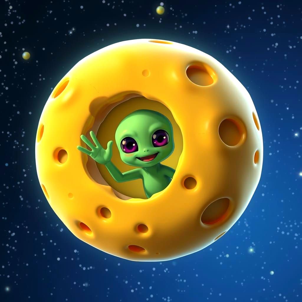 Cheesy UFO in Cosmic Night