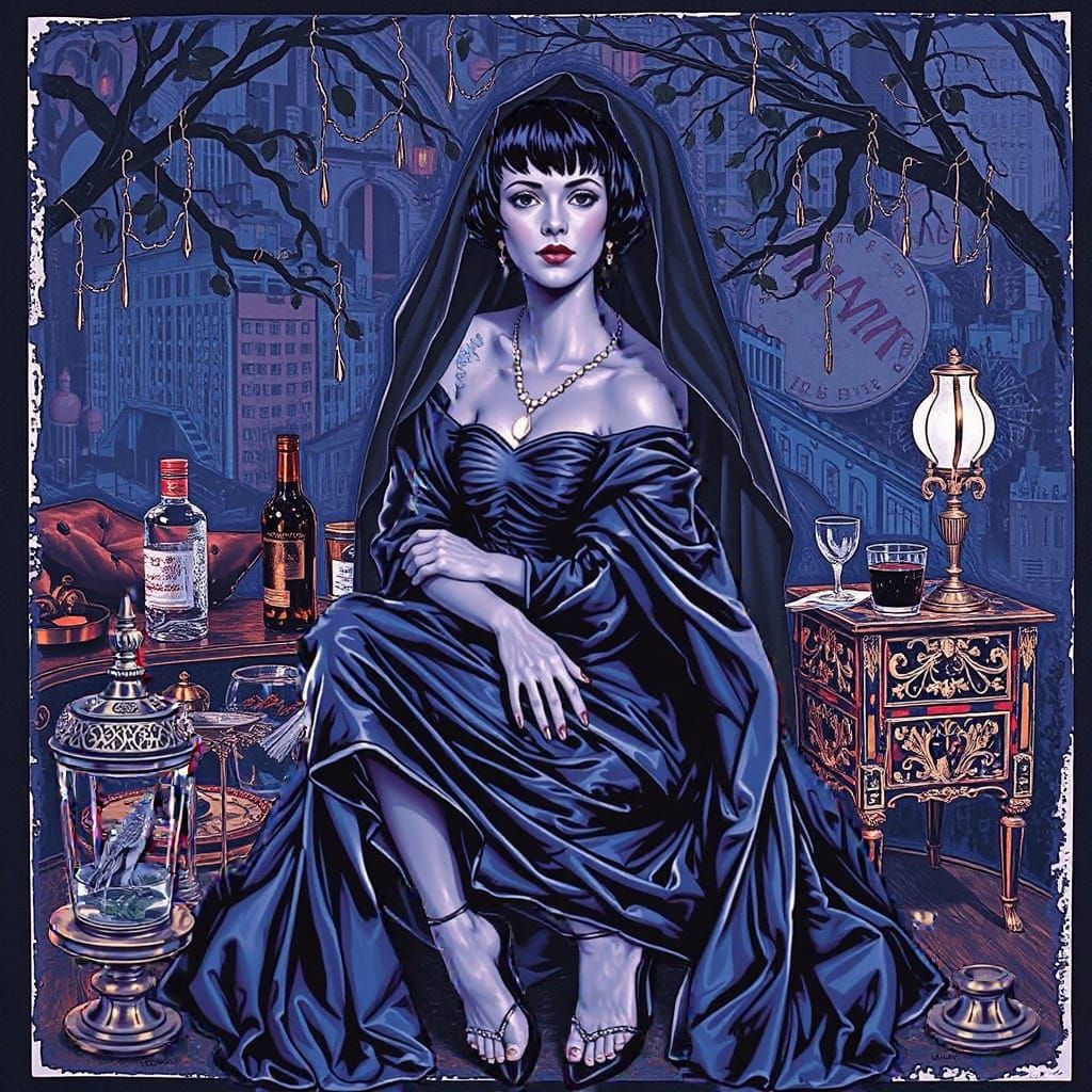 Louise Brooks Portrait in Etched Style