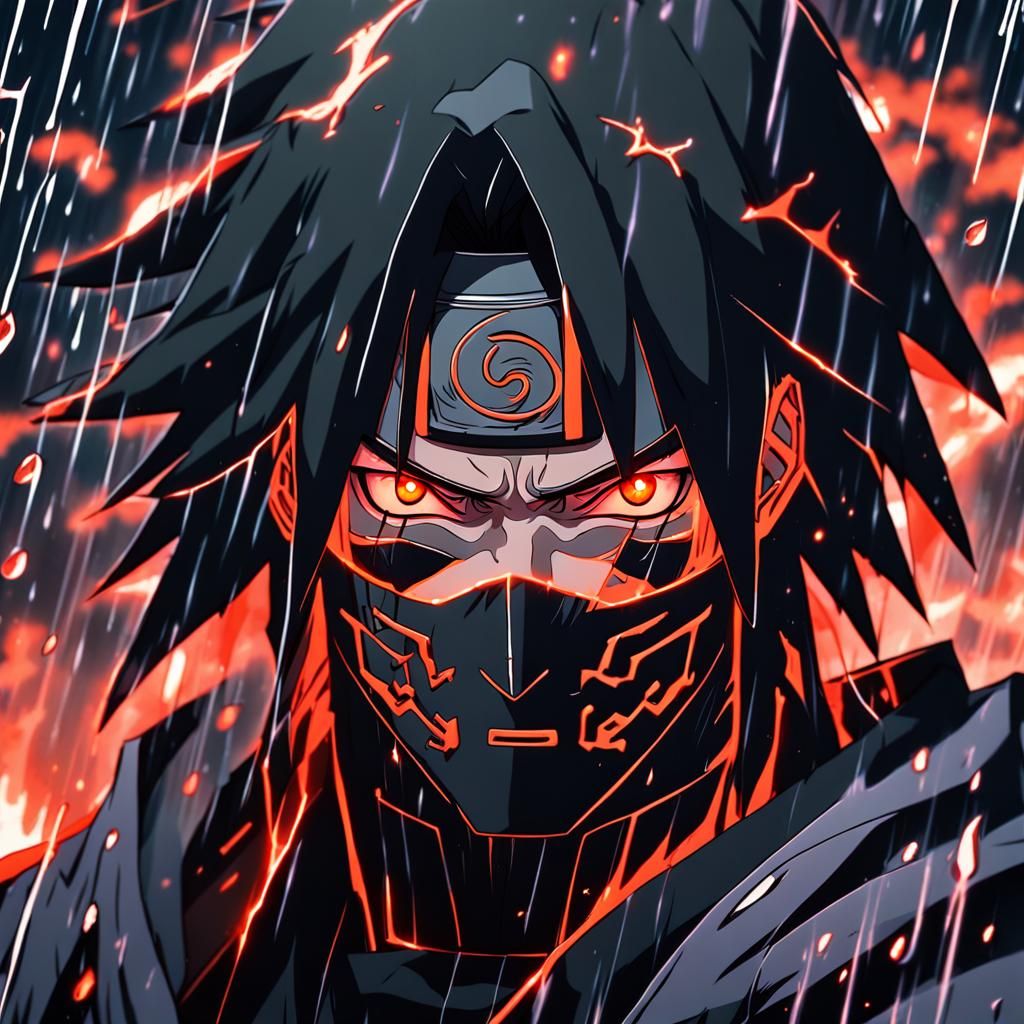 Itachi Uchiha in Konoha Rainstorm: Graphic Novel Anime
