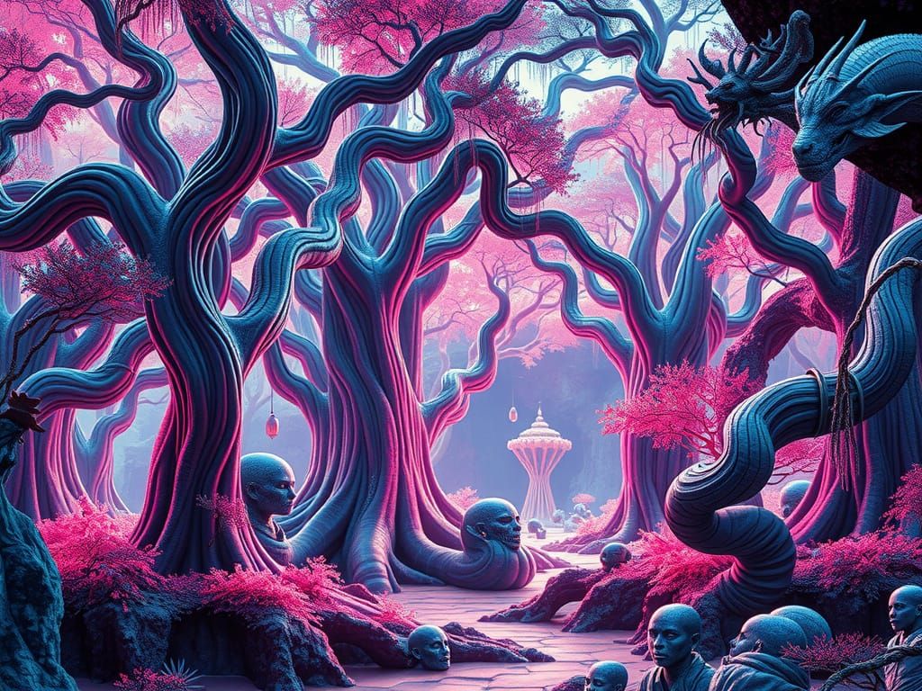 Surreal Alien Landscape in Cyberpunk Style