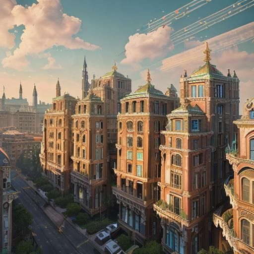 Renaissance Cityscape with Flying Vehicles