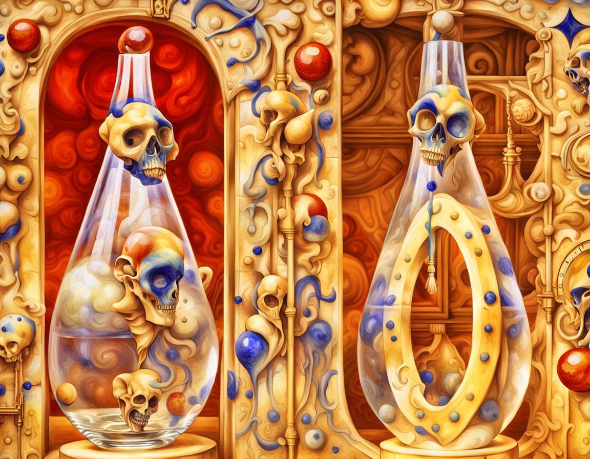 Two yellow jester with lapiz lazuli cristal clock heads, Mes...