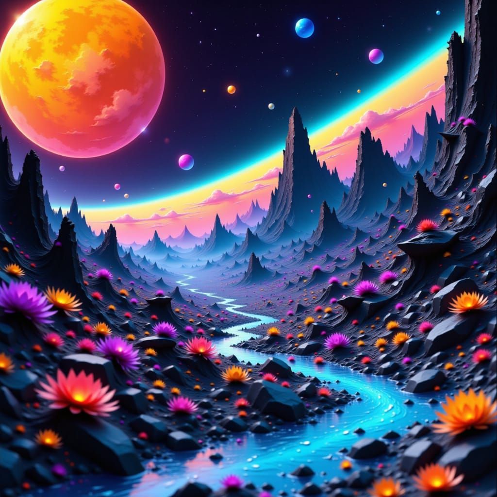 Planet Marbles: 3D Digital Art Sci-Fi World