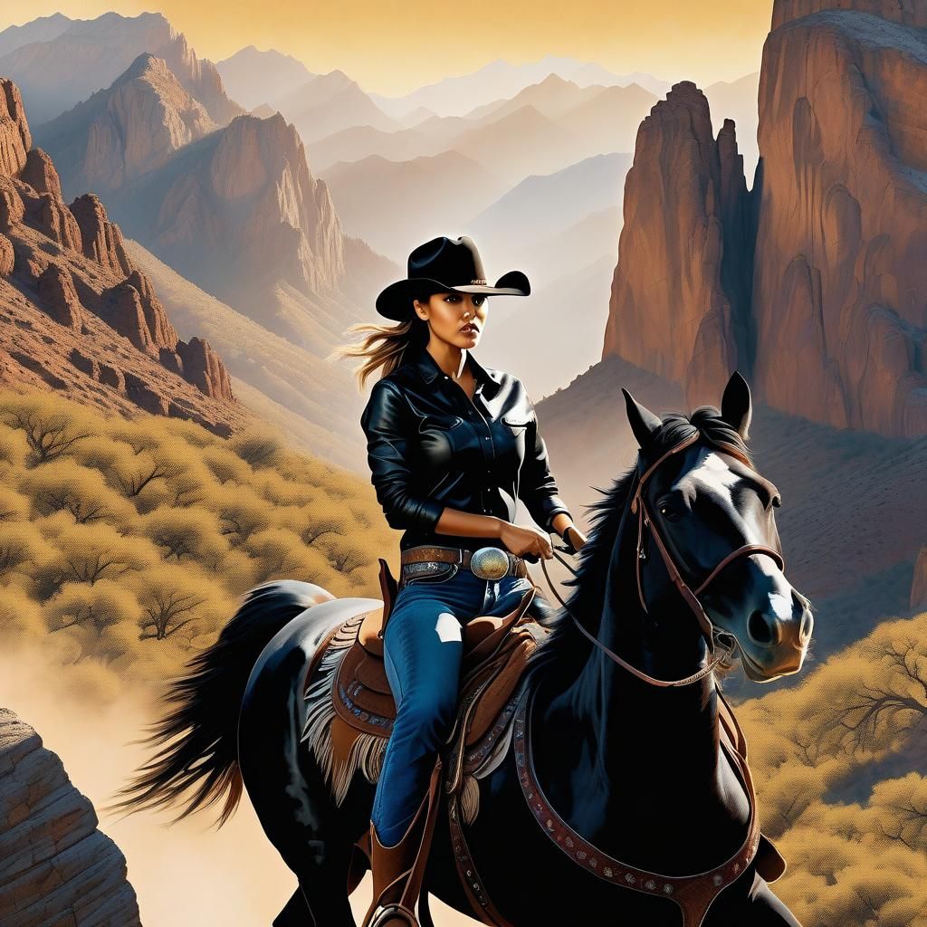 Cowgirl in the Mountains: Illustrated Movie Poster