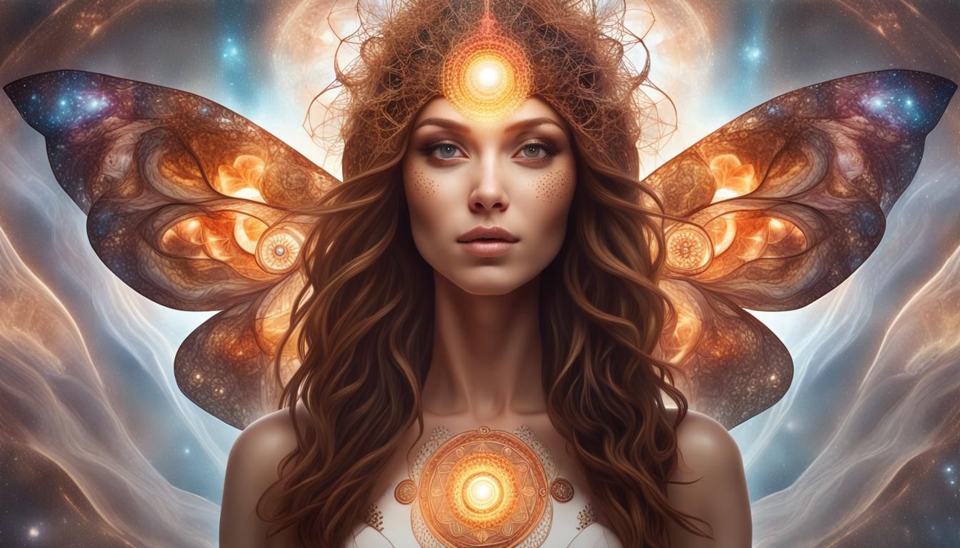 Angelic Figure with Kundalini in Visionary Art Style