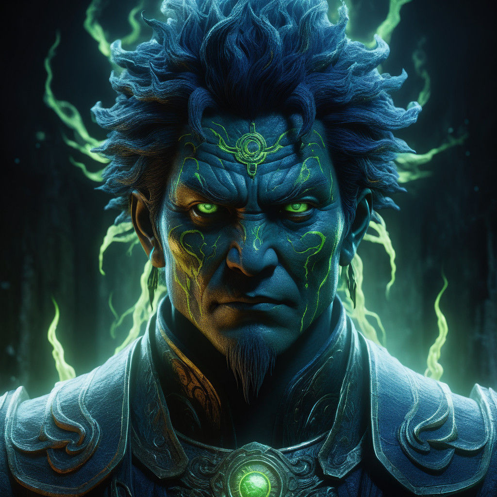 Surreal Hybrid God Radiates Cursed Energy in Dark Fantasy Sc...