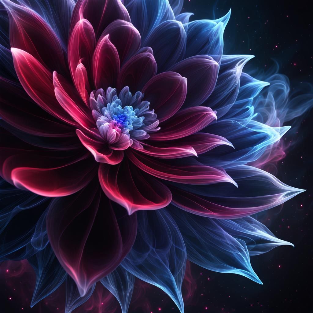 Bioluminescent Smoke Flower in Nebula Space