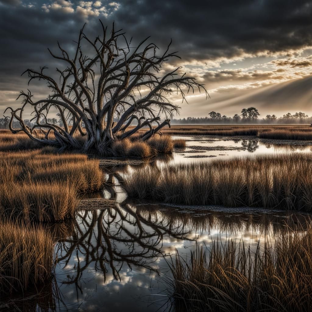 Hyperrealistic Master of the Marshland in HDR