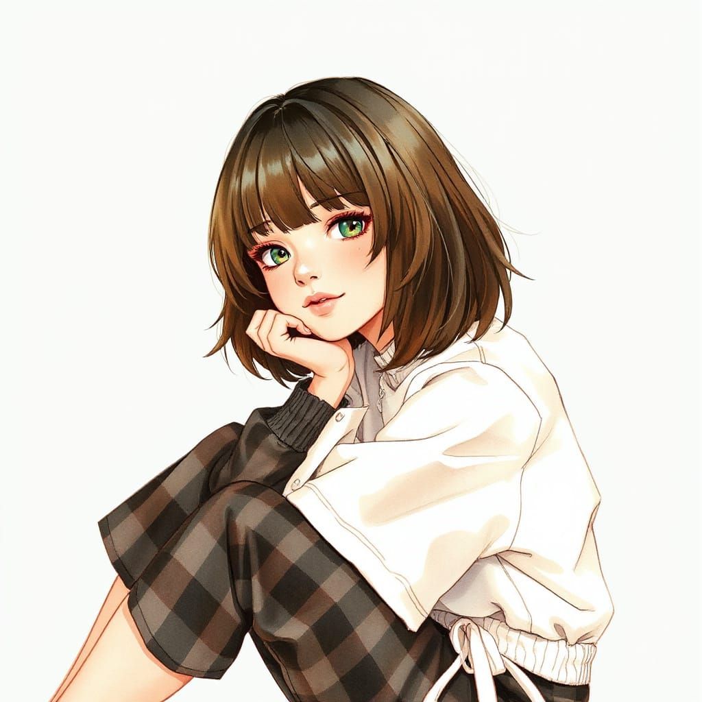 Kidcore Woman in Watercolor Portrait