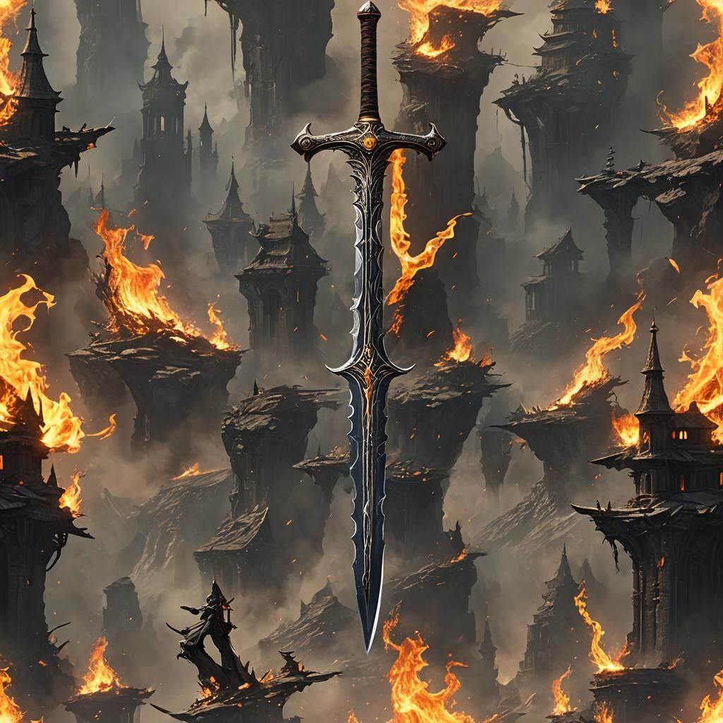 Fiery Sword: A Detailed Matte Painting