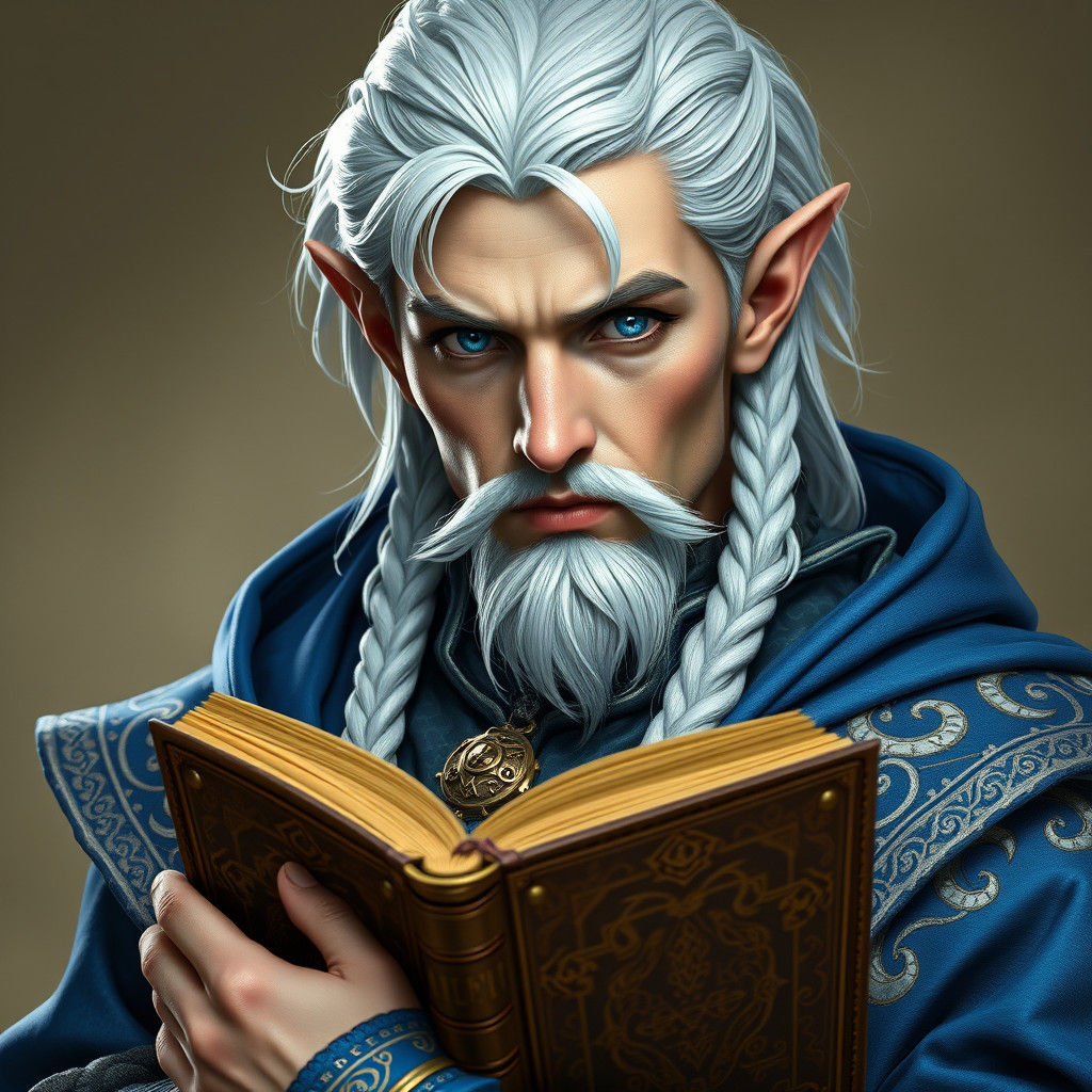 Regal Elf Wizard Portrait in Hyper-Realistic Style
