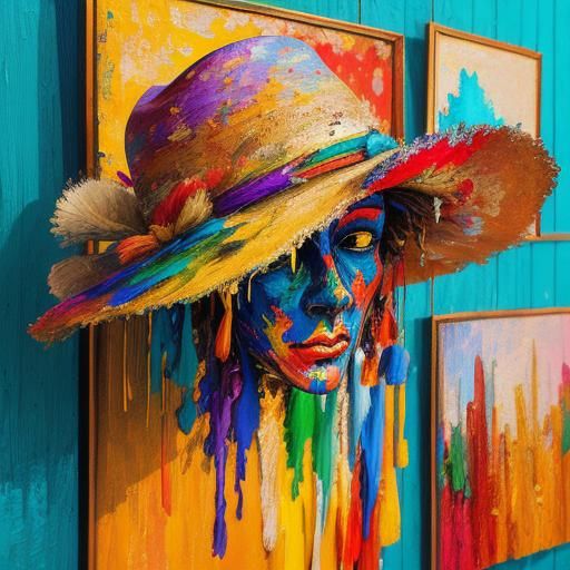 Colorful Hats Still Life in Impressionist Style
