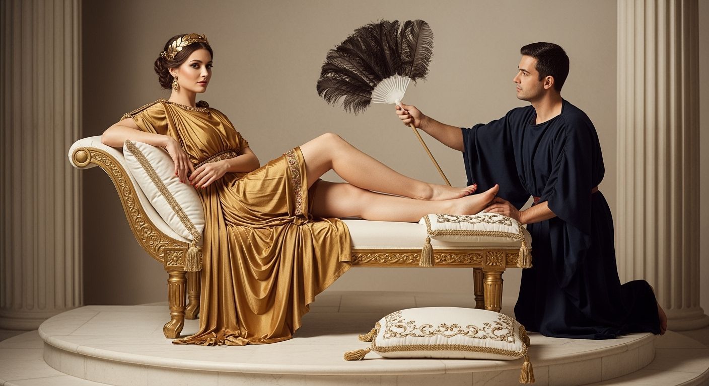 Roman Empress Lounging, Inspired by Alphonse Mucha