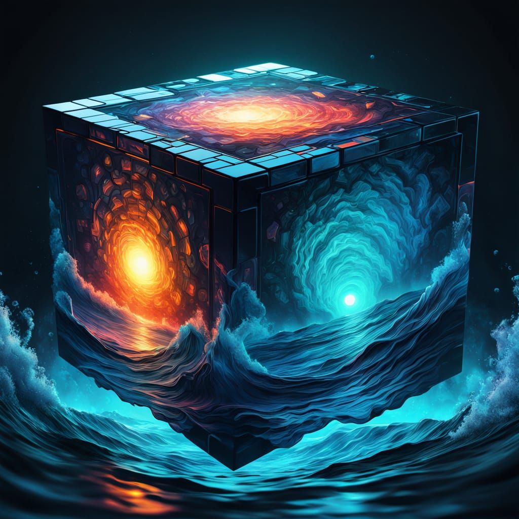 Surreal Oceanic Visions Within a Cubed World