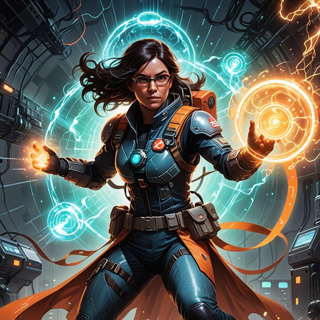 Glowing Energy Field Meets Quantum Warfare in Cyberpunk Styl...