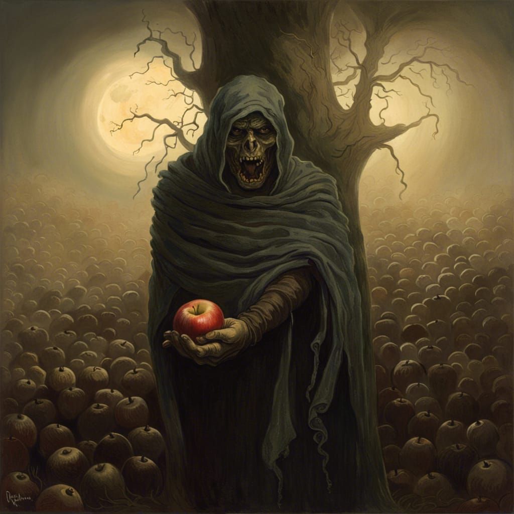 Horror Apple Tree in Doré and Rutkowski Style