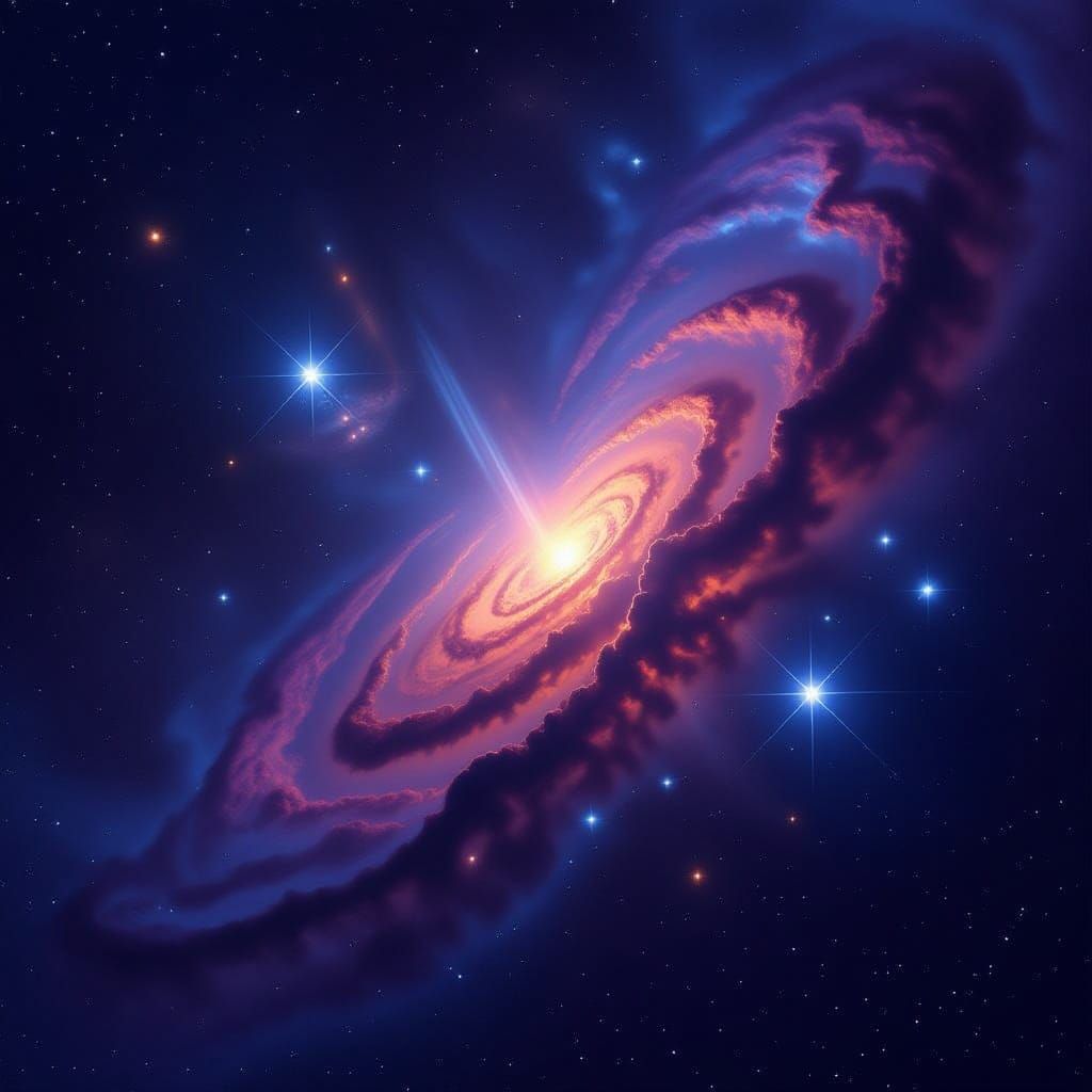 Galactic Landscape with Orion's Belt and Nebula