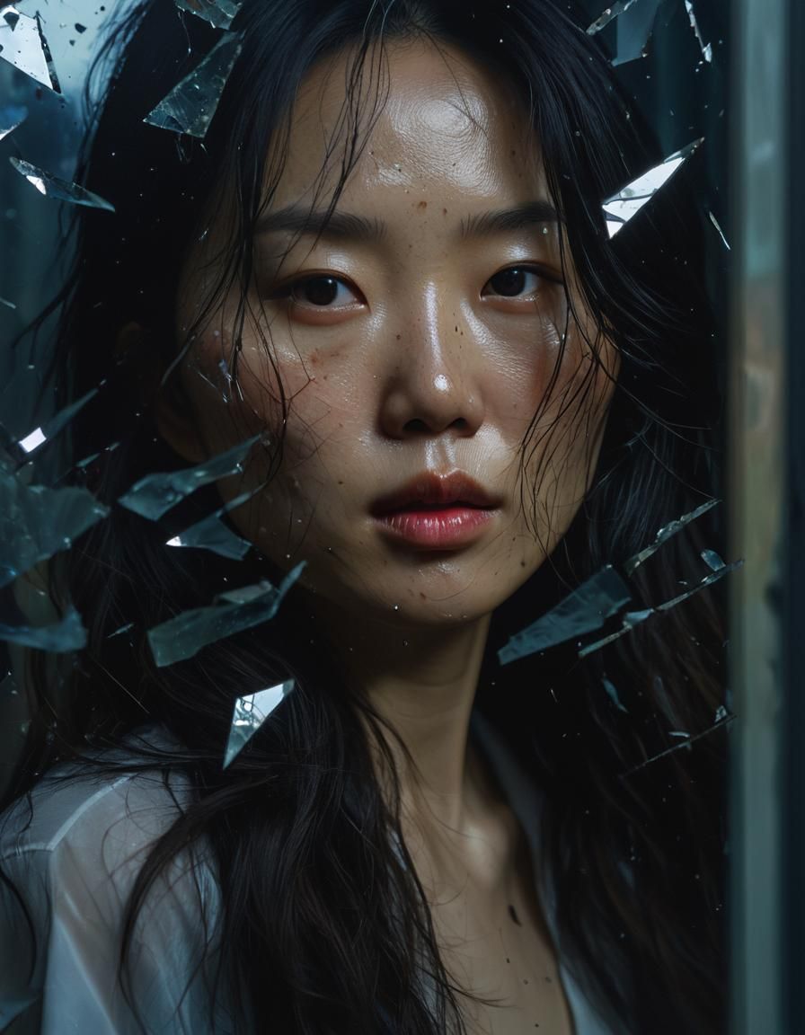 Korean Woman Portrait in Chiaroscuro Oil Painting