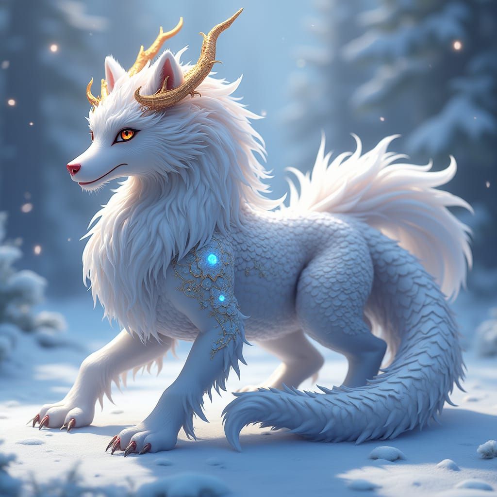 Majestic Dragon-Like Creature with Regal Features