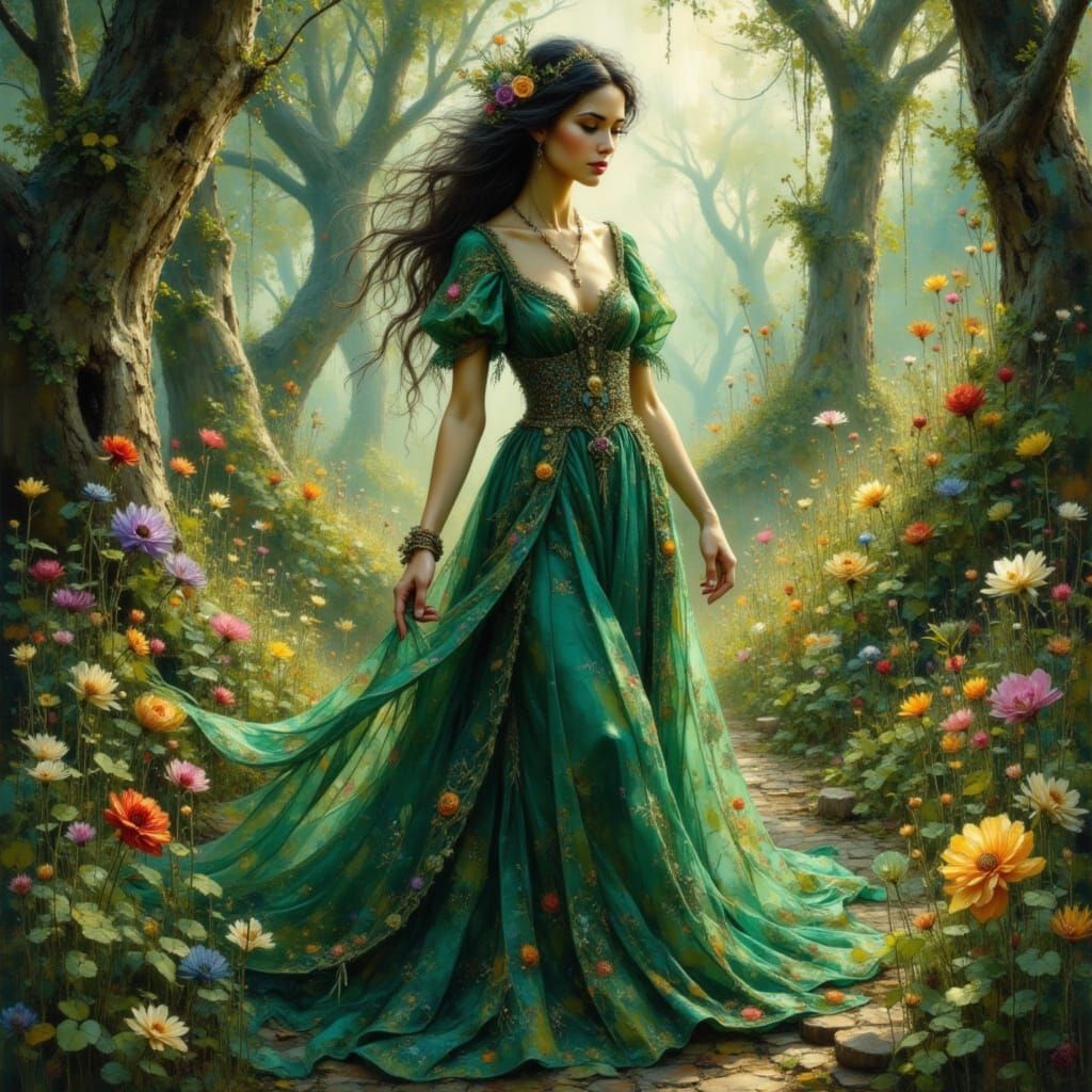 Mother Gaia in a Lush Verdant Garden