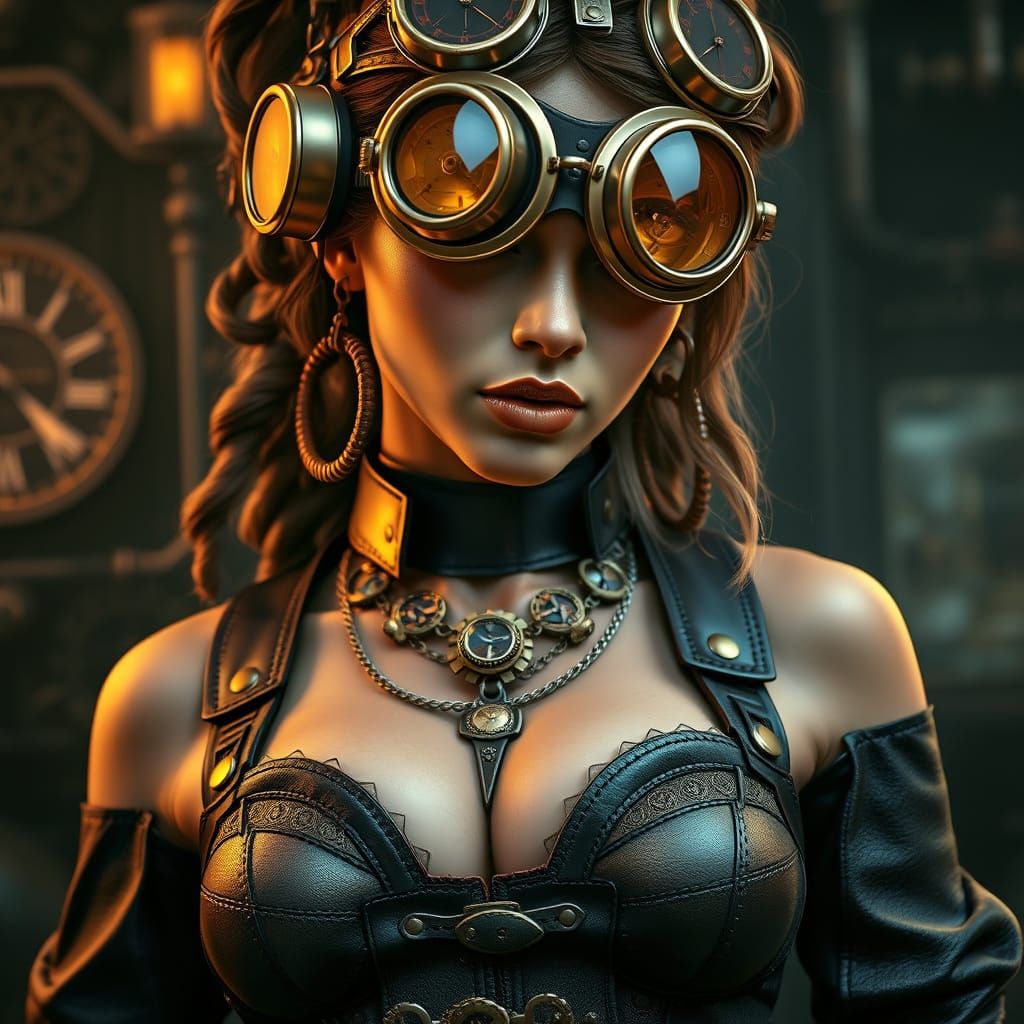 Steampunk Inventor Portrait in Digital Painting Style