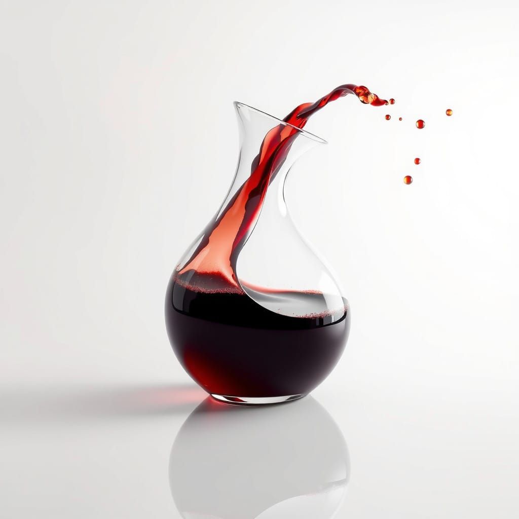 Surreal Wine Decanter with Red Wave