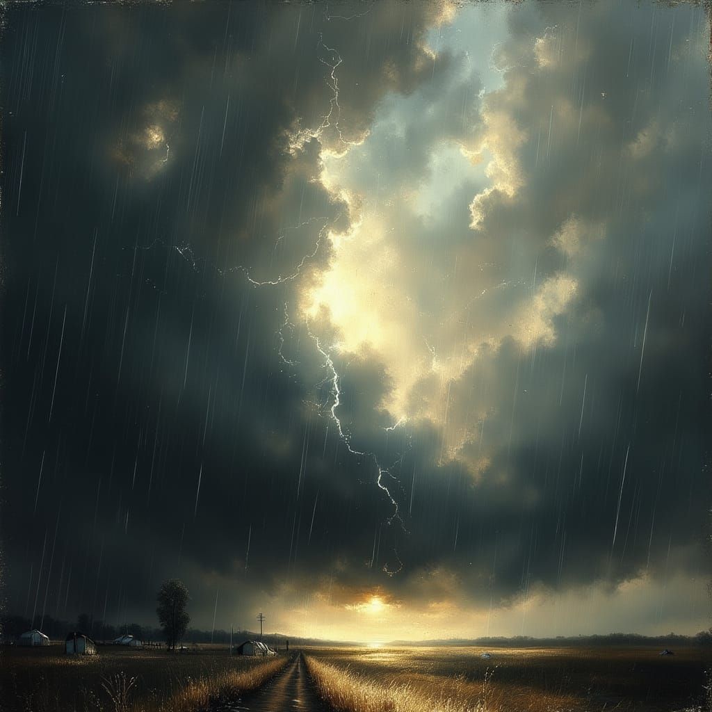 Dramatic Ominous Stormy Landscape with Derecho Storm System