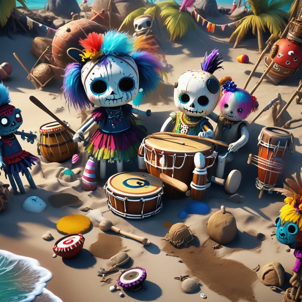 Voodoo Dolls and Drums at Beach Party