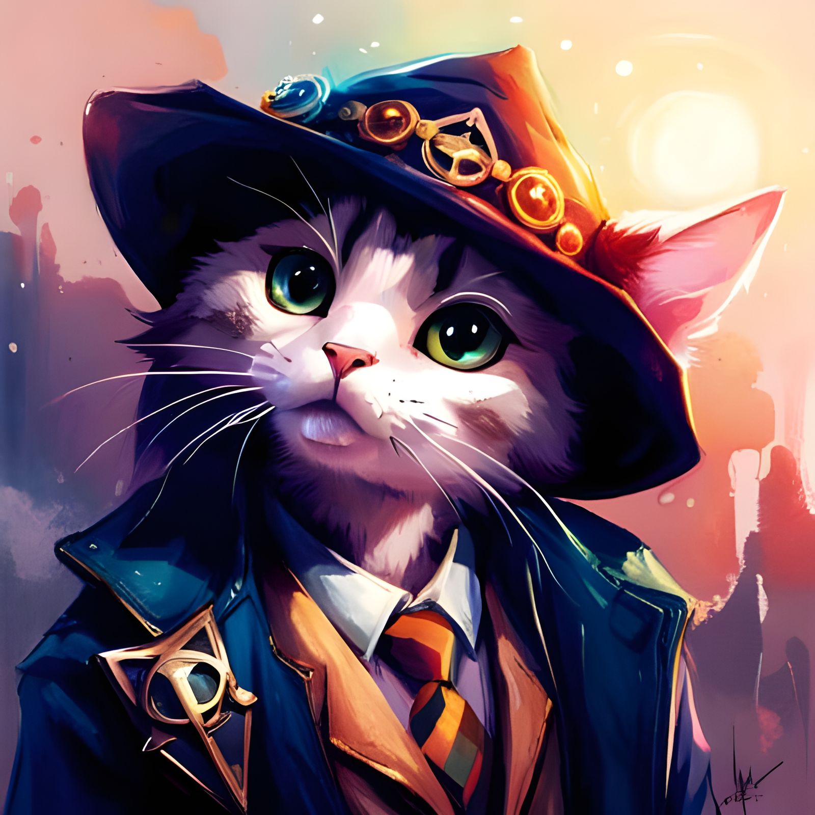 Anime Cat Wizard Portrait in Ultra-Detailed Style