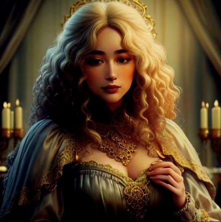 Woman in Lace with Candlelight, Soft Pastel Portrait