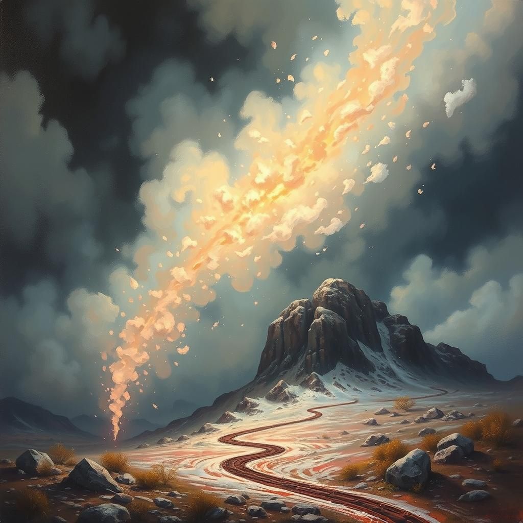 Surreal Iron and Steel Rising, Oil Painting